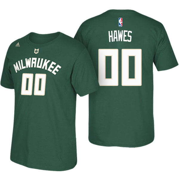 Men's  Spencer Hawes Milwaukee Bucks Adidas Net Number Green T-shirt