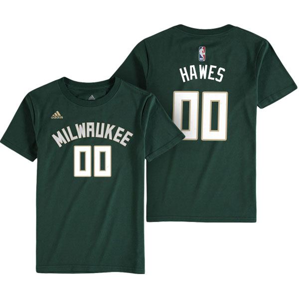 Men's  Spencer Hawes Milwaukee Bucks Game Time Flat Name Number Green T-shirt