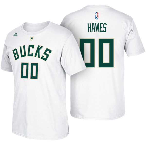 Men's  Spencer Hawes Milwaukee Bucks Adidas Net Number White T-shirt