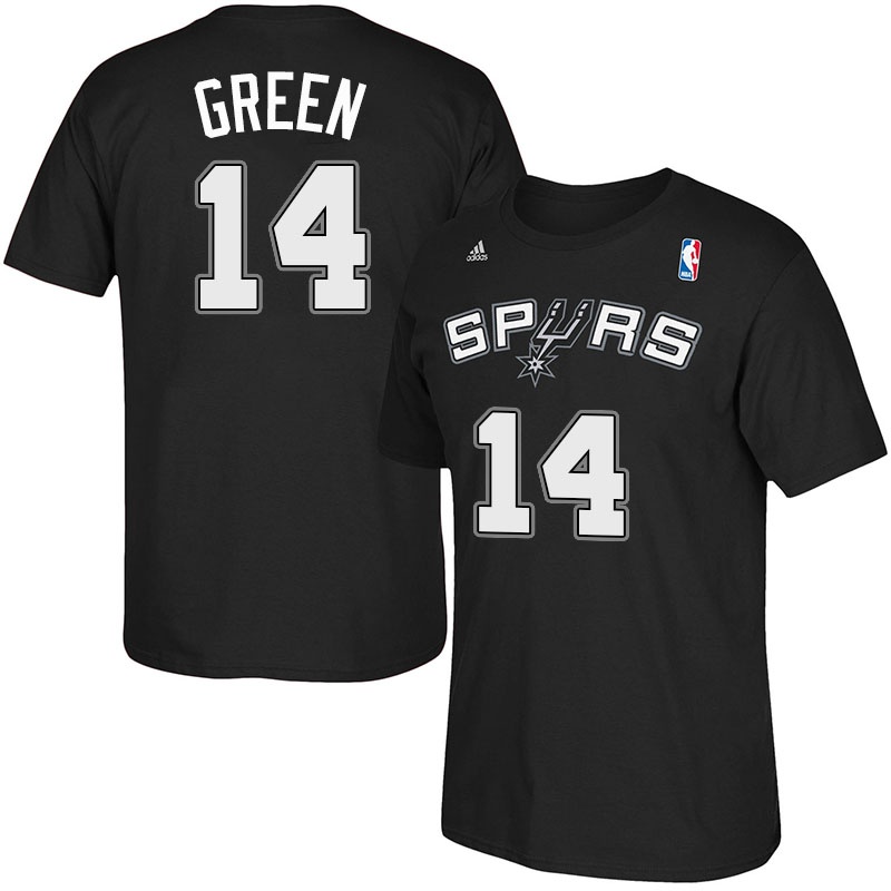 Men's  Spurs #14 Danny Green Road Sleeve T-shirt Black