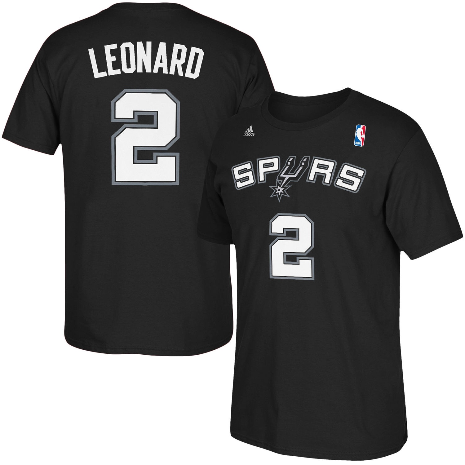 Men's  Spurs #2 Kawhi Leonard Road Sleeve T-shirt Black