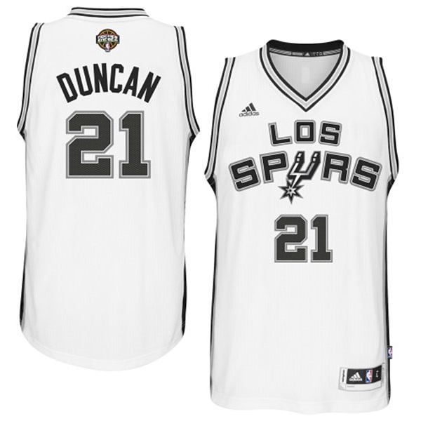 Men's  Tim Duncan 2014-15 Noches Enebea Latin Night White Jersey