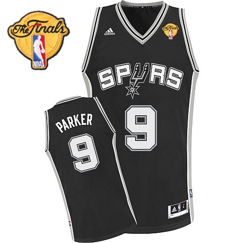 Men's  Spurs #9 Tony Parker 2014 NBA Finals Road Black Jersey