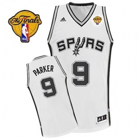 Men's  Spurs #9 Tony Parker 2014 Finals Home White Jersey