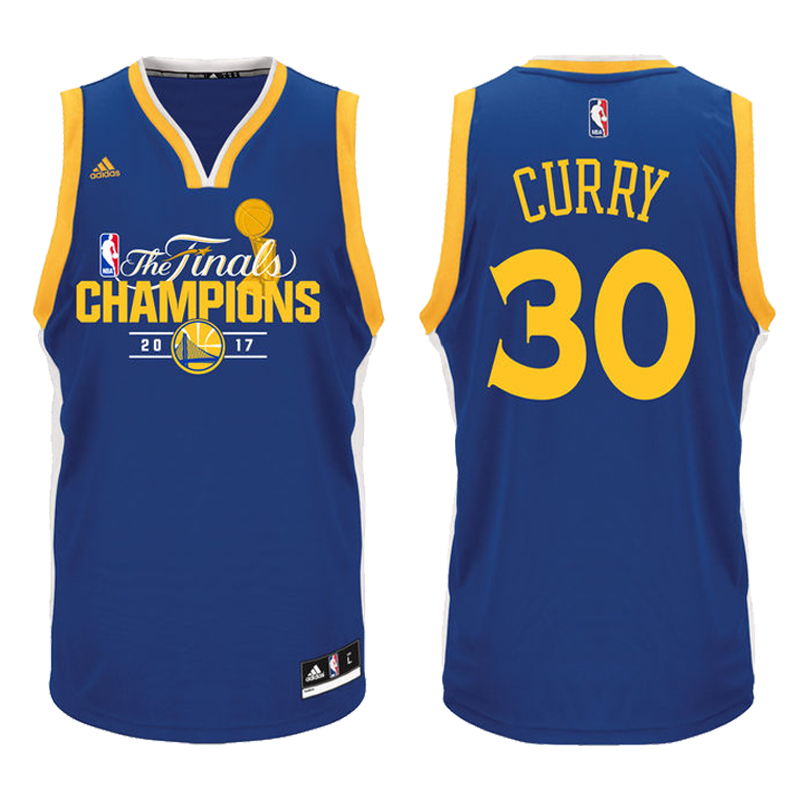 Men's Stephen Curry 2017 NBA Finals Champions Road Royal Jersey