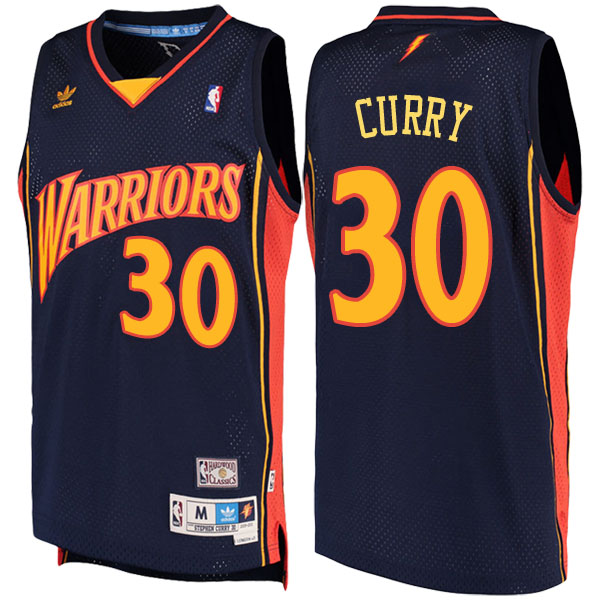 Men's  Stephen Curry Golden State Warriors Throwback Road Hardwood Classics Swingman climacool Navy Jersey