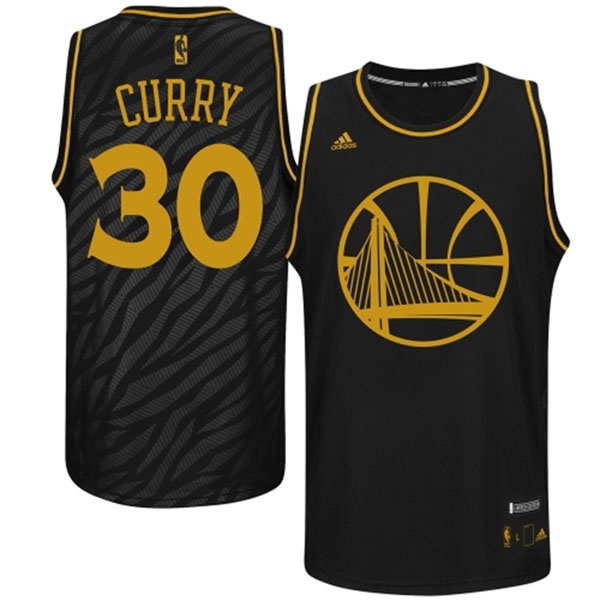 Men's  Warriors #30 Stephen Curry Precious Metals Black Jersey