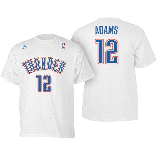 Men's  Steven Adams Oklahoma City Thunder Adidas Net Number White T-shirt