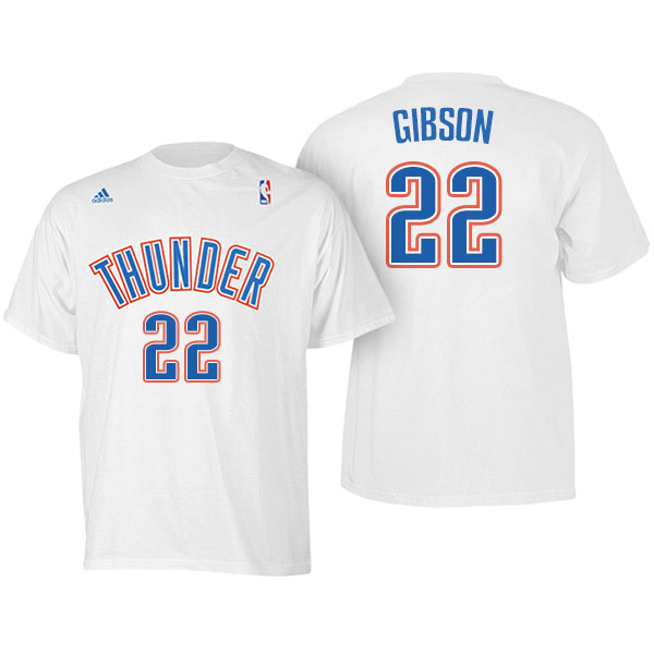 Men's  Taj Gibson Oklahoma City Thunder Adidas Net Number White T-shirt