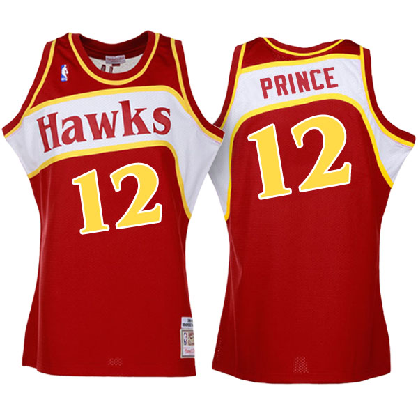 Men's  Taurean Prince Atlanta Hawks Hardwood Classics Authentic Throwback Red-white Jersey