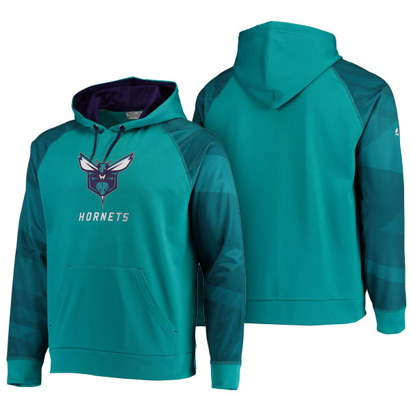 Men's  Charlotte Hornets Fanatics Branded Big Tall Team Primary Logo Teal Pullover Hoodie