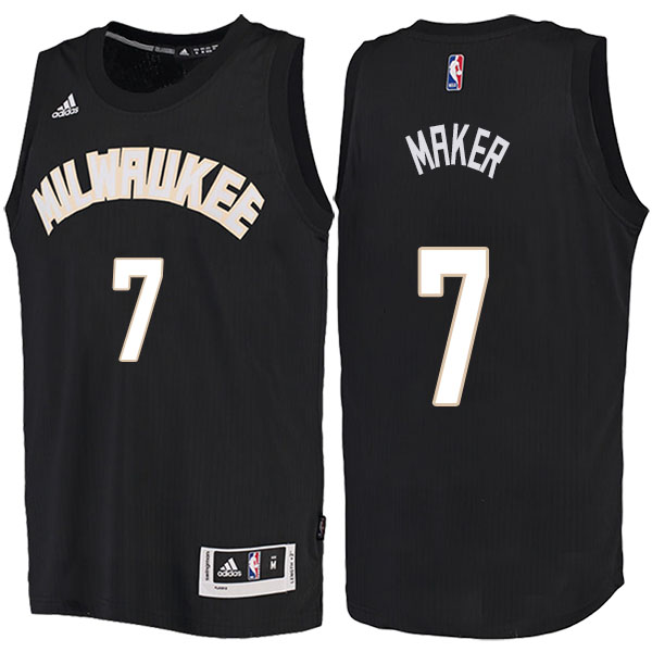 Men's  Thon Maker Milwaukee Bucks Adidas Fashion Swingman Black Jersey