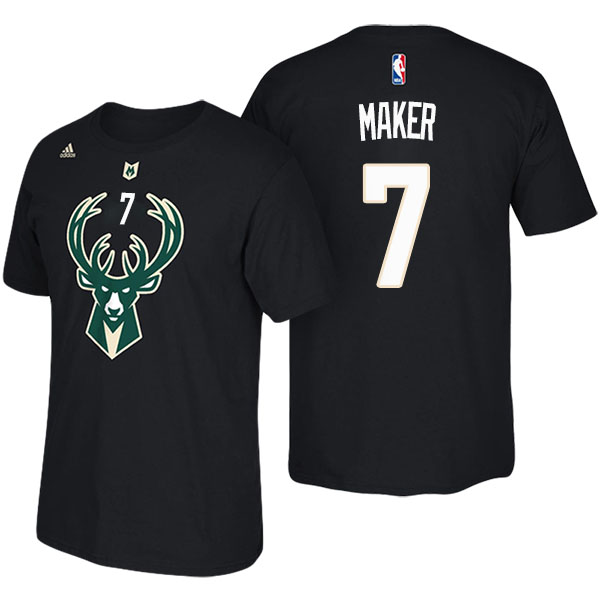 Men's  Thon Maker Milwaukee Bucks Adidas Net Number Black T-shirt