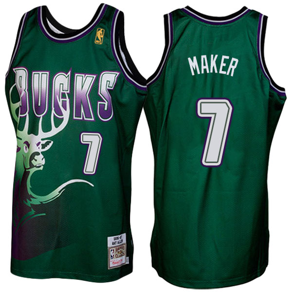 Men's  Thon Maker Milwaukee Bucks 1996-1997 Hardwood Classics Throwback Authentic Mitchell and Ness Green Jersey