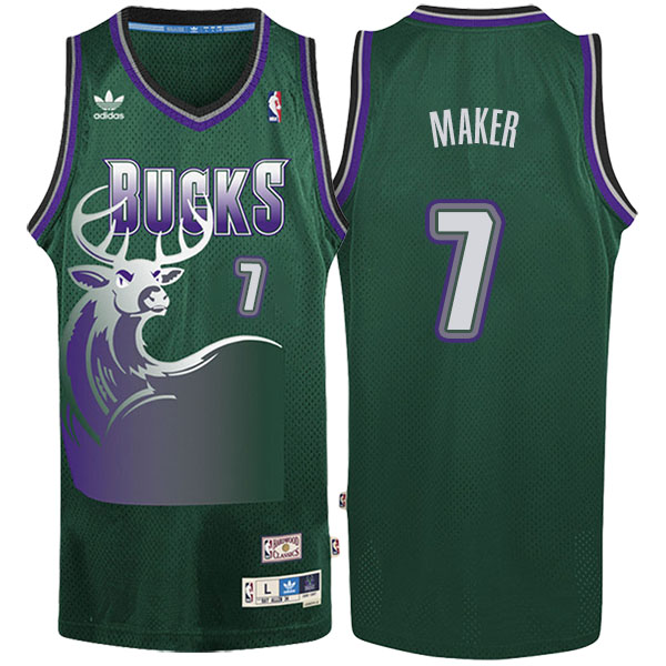 Men's  Thon Maker Milwaukee Bucks Adidas Hardwood Classic Swingman Green Jersey