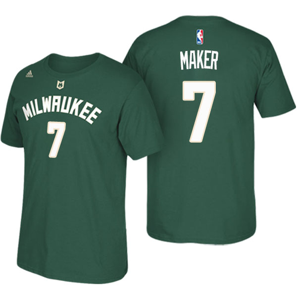 Men's  Thon Maker Milwaukee Bucks Adidas Net Number Green T-shirt