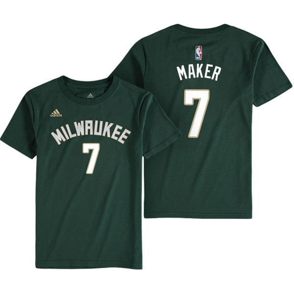 Men's  Thon Maker Milwaukee Bucks Game Time Flat Name Number Green T-shirt