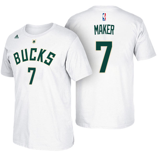 Men's  Thon Maker Milwaukee Bucks Adidas Net Number White T-shirt