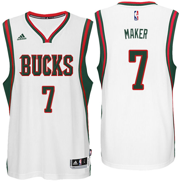 Men's  Thon Maker Milwaukee Bucks Adidas Swingman White Jersey