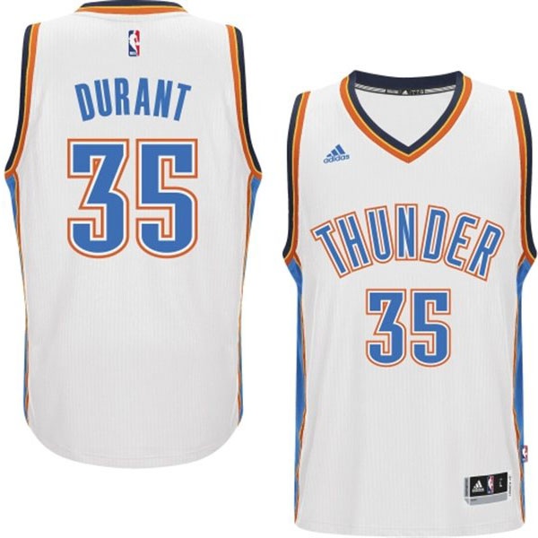 Men's  Thunder #35 Kevin Durant 2014-15 Season Home White Jersey