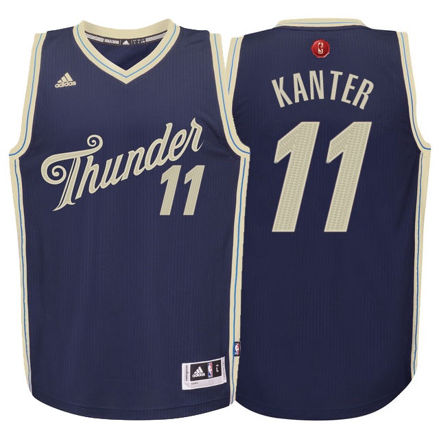 Men's  Thunder #11 Enes Kanter 2015 Christmas Jersey Navy