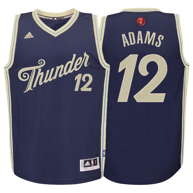 Men's  Thunder #12 Steven Adams 2015 Christmas Jersey Navy