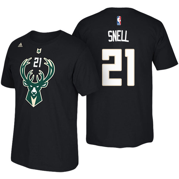 Men's  Tony Snell Milwaukee Bucks Adidas Net Number Black T-shirt