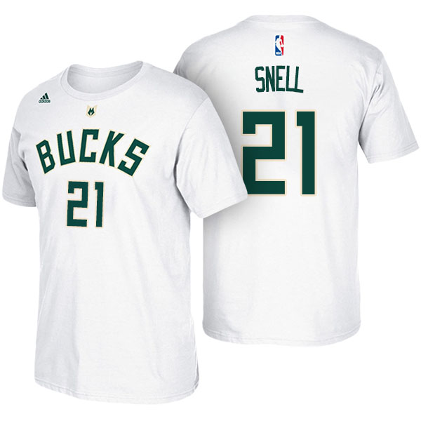 Men's  Tony Snell Milwaukee Bucks Adidas Net Number White T-shirt