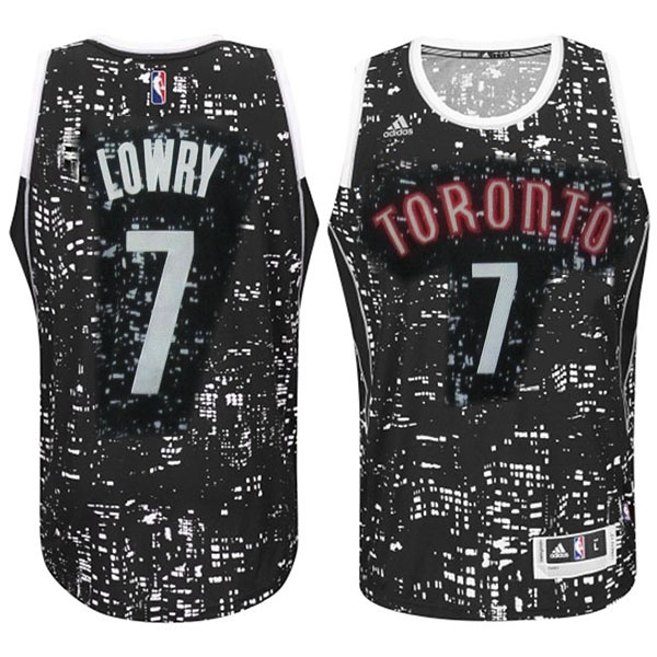 Men's  Toronto Raptors #7 Kyle Lowry City Lights Jersey Black