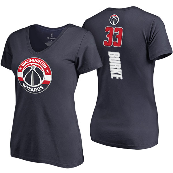 Women's Trey Burke Washington Wizards Backer V-Neck Navy T-shirt