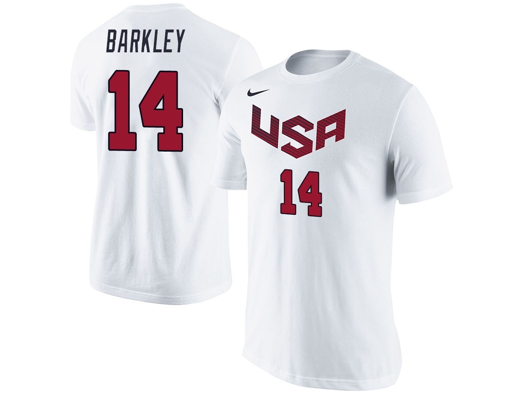 USA USA Team Name & Number White T-Shirt