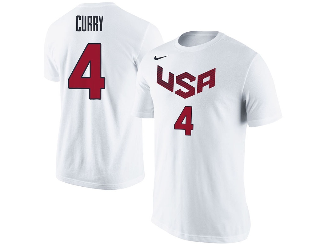 USA USA Team Name & Number White T-Shirt