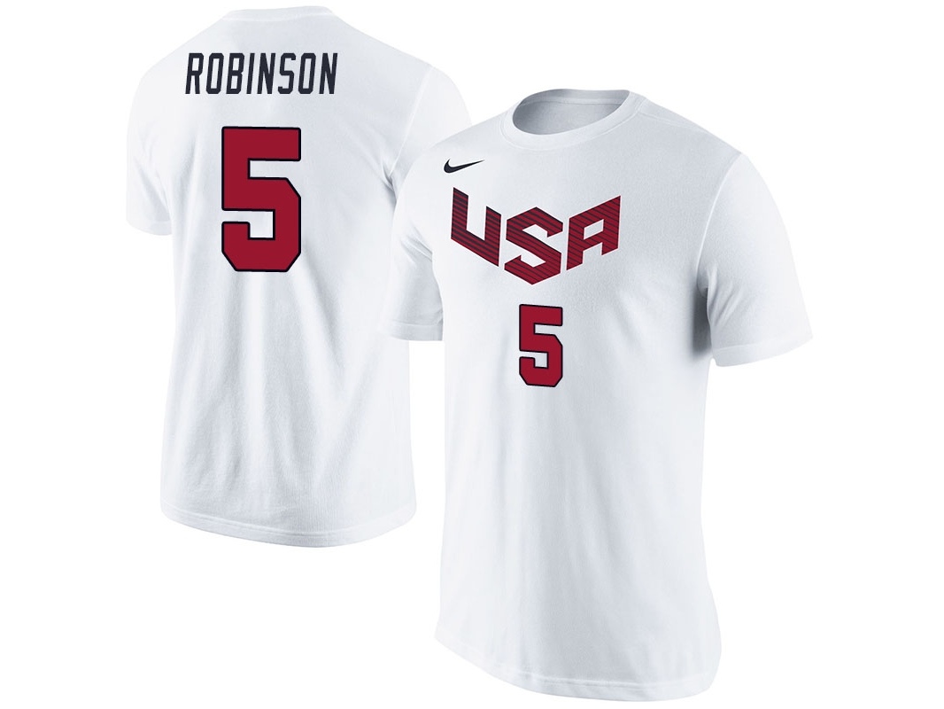 USA USA Team Name & Number White T-Shirt