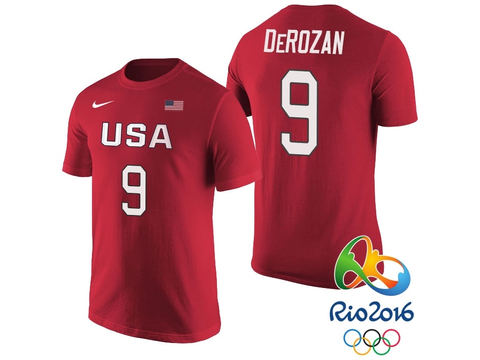 USA Rio 2016 Olympics USA Team Name & Number Red T-Shirt