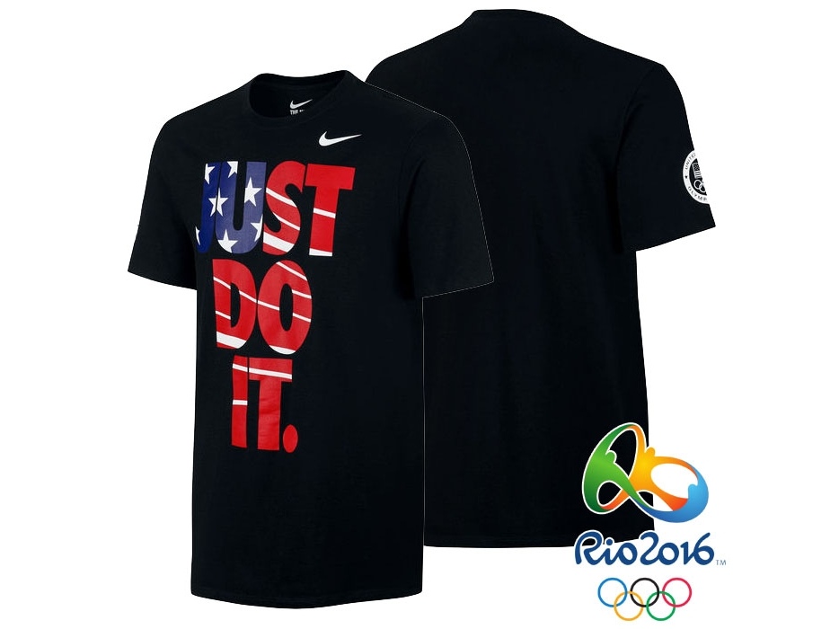 USA Rio 2016 Olympics USA Team Just Do It Flag Black T-Shirt