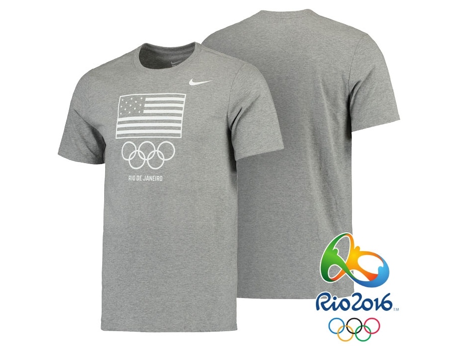 USA Rio 2016 Olympics USA Team Flag Rings Gray T-Shirt