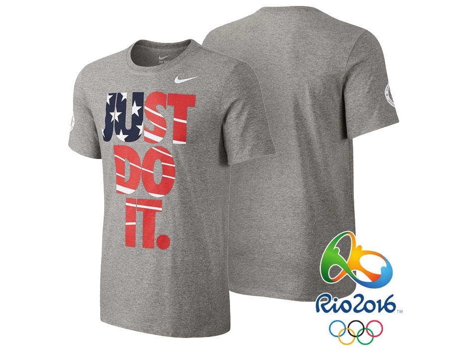 USA Rio 2016 Olympics USA Team Just Do It Flag Gray T-Shirt