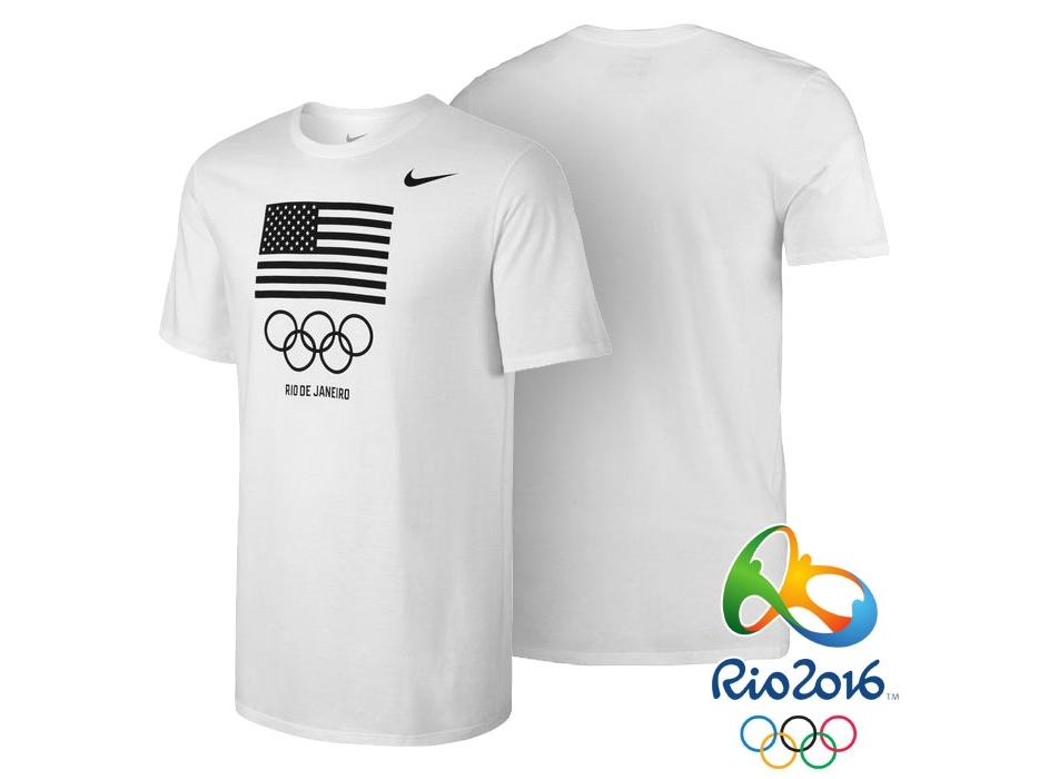 USA Rio 2016 Olympics USA Team Flag Rings White T-Shirt