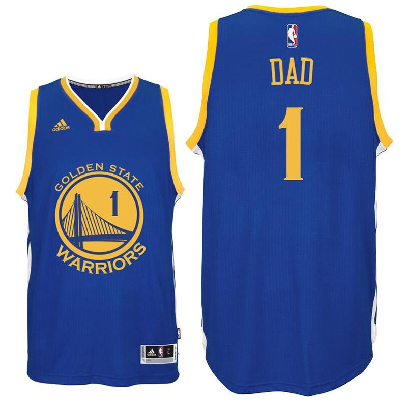 Men's  Father's Day Gift-Warriors #1 Dad Logo Road Jersey Blue