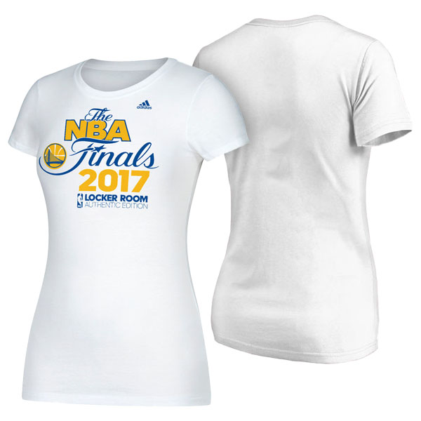 Women's Golden State Warriors Western Conference Champions Locker Room Adidas 2017 NBA the finals White T-shirt