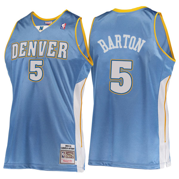 Men's  Will Barton Denver Nuggets Hardwood Classics 2003-07 Road Authentic Mitchell Ness Blue Jersey