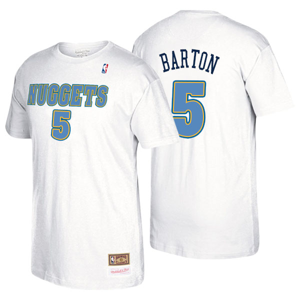 Men's  Will Barton Denver Nuggets Mitchell Ness Hardwood Classics Name Number White T-shirt