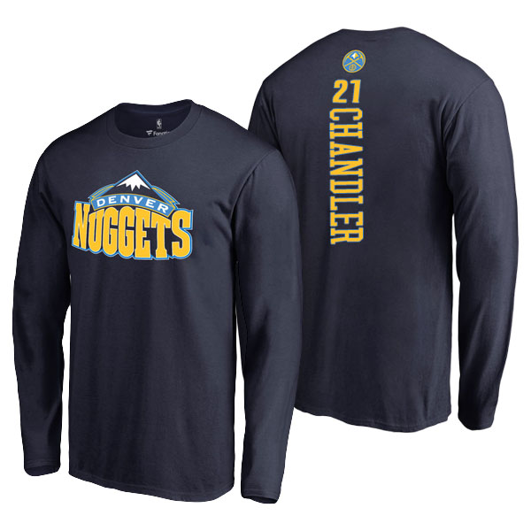 Men's  Wilson Chandler Denver Nuggets Fanatics Branded Backer Navy Long Sleeve T-shirt