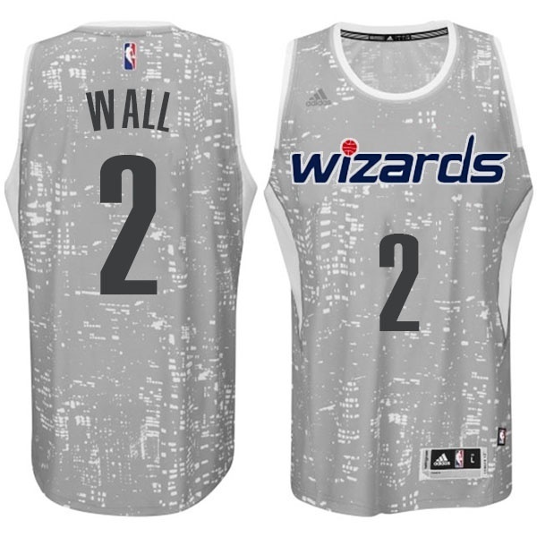 Men's  Washington Wizards #2 John Wall City Jersey Light Grey