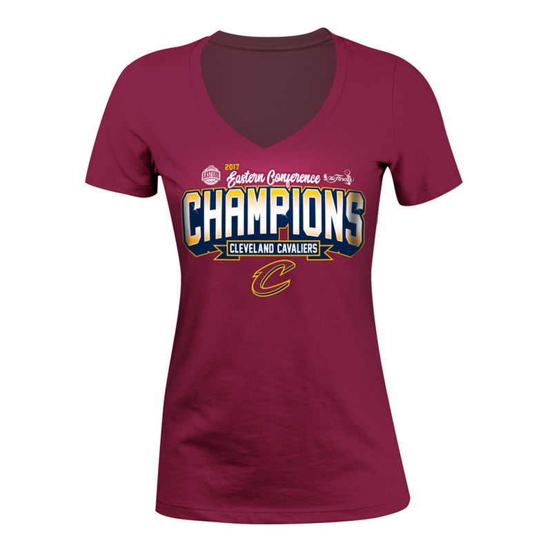 Women's 2017 Eastern Conference Champions Baby Jersey V-Neck Burgundy T-Shirt