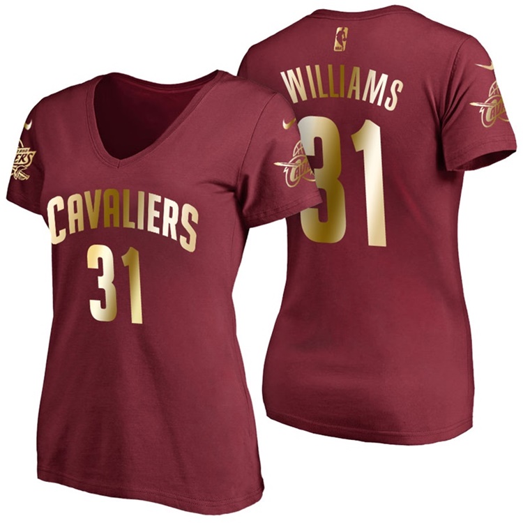 Women's Deron Williams Cleveland Cavaliers #31 Gold 2017 NBA Finals Wine Name & Number T-Shirt