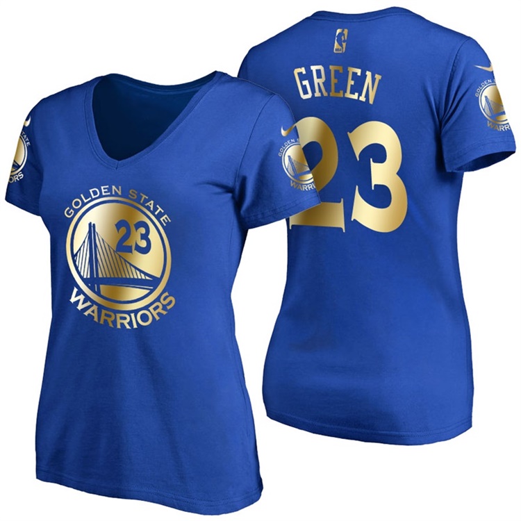 Women's Draymond Green Golden State Warriors #23 Gold 2017 NBA Finals Royal Name & Number T-Shirt