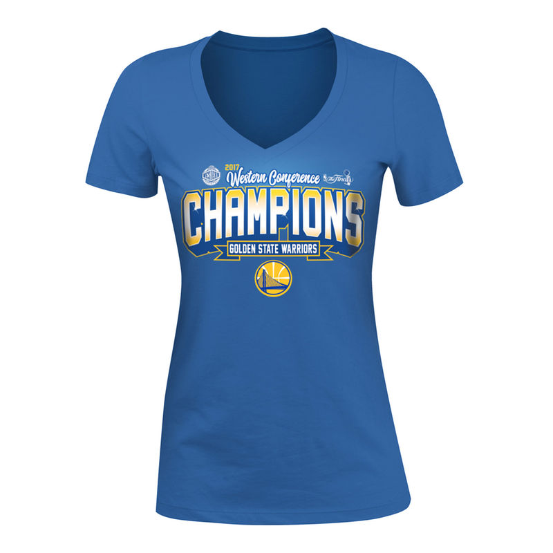 Women's New Era 2017 Western Conference Champions Baby Jersey V-Neck Royal T-Shirt