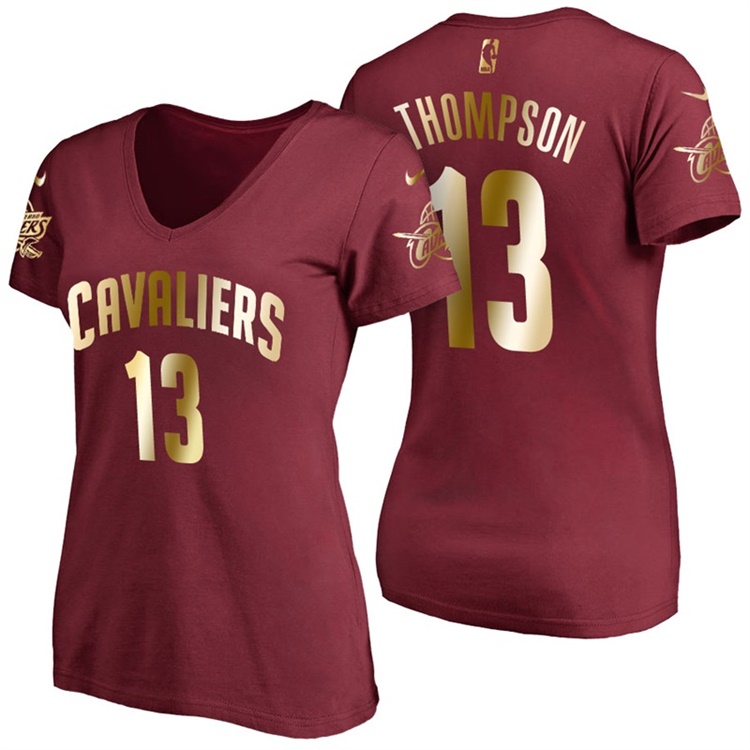 Women's Tristan Thompson Cleveland Cavaliers #13 Gold 2017 NBA Finals Wine Name & Number T-Shirt