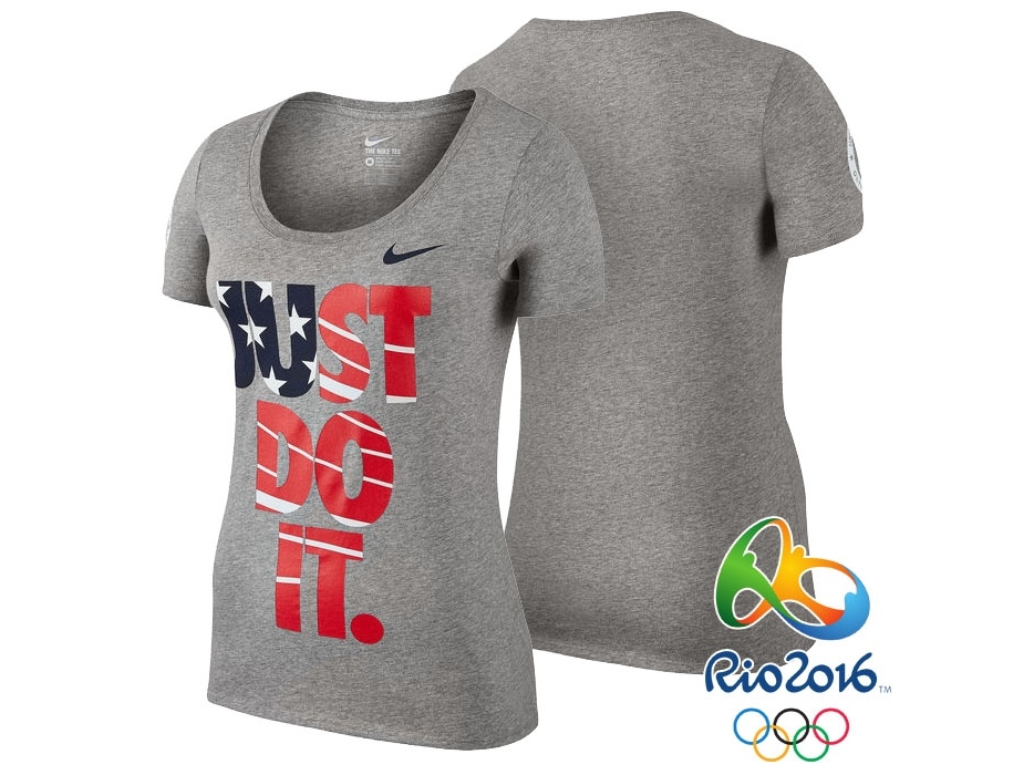 Women's USA Rio 2016 Olympics USA Team Just Do It Flag Gray T-Shirt